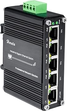 Industrial 5 Ports Gigabit PoE Switch, Mini Ethernet Switch with 4 x Gigabit PoE+ Ports & 1 x Gigabit Port, 802.3af/at 30W/Port, Plug & Play, Aluminum Case, Din Rail & Wall Mountable