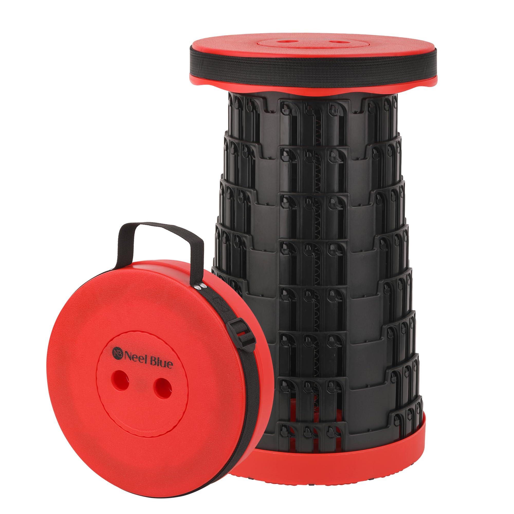 Trimming Shop Telescopic Folding Stool Portable Seat 440lbs, Red