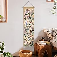 Vista 6 de Tapiz de flores vintage de 51 x 13 pulgadas, largo vertical para colgar en la pared, referencia ilustrativa botánica, tapices botánicos