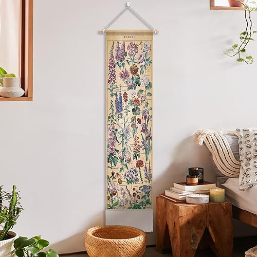 Miniatura 6 de Tapiz de flores vintage de 51 x 13 pulgadas, largo vertical para colgar en la pared, referencia ilustrativa botánica, tapices botánicos para
