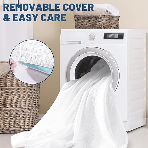 Miniatura 7 de HARNY Cubrecolchón de espuma viscoelástica de 3 pulgadas, tamaño individual, cubrecama para almohadilla con infusión de gel refrescante, cómodo