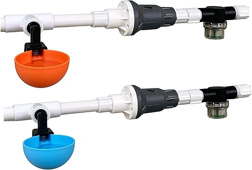 Oasis - Sistema de riego para aves de corral, conecta las tazas a la línea de agua, bebedero automático de pollos para bricolaje, 4 tazas (naranja)