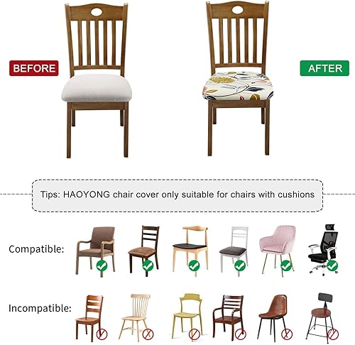 Miniatura 5 de HAOYONG Funda de asiento impermeable para silla de comedor, fundas para sillas de cocina, TPU impermeable, protector de asiento de silla 6 piezas