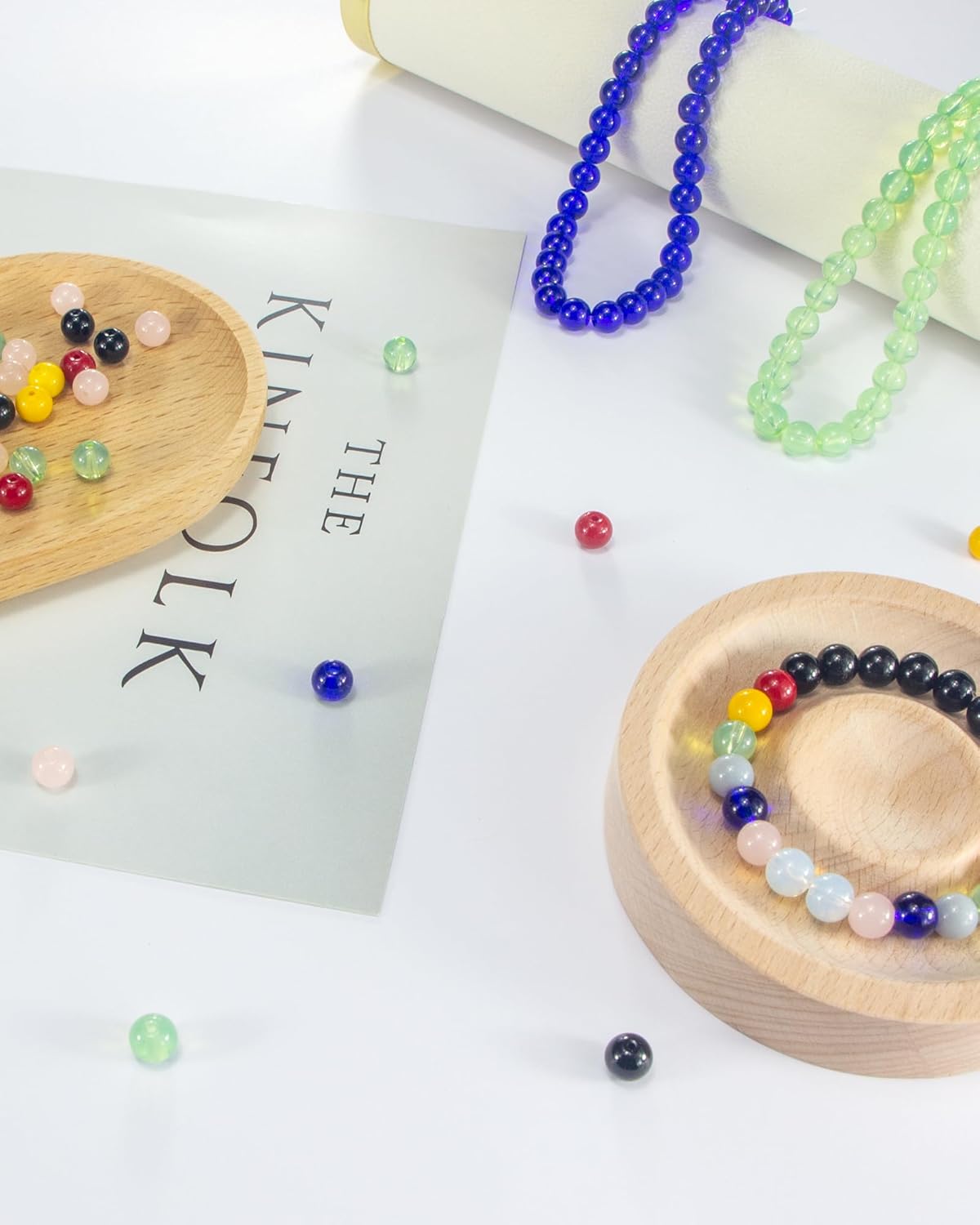 8mm Glass Beads 46PCS Glass Beads for Jewelry Making Charm Round Loose Bead for Bracelet Making Kit (Dark Yellow Glass) - Image 4