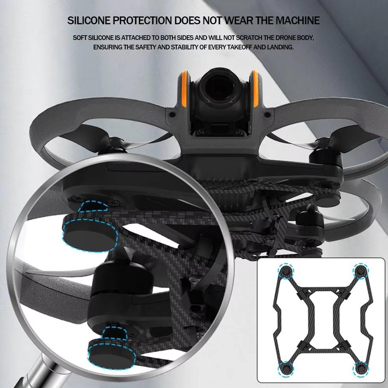 ZWLLKJGS Avata 2 x Carbon Fiber Drone Protective Chassis Soft Rubber Padding, black - Image 4