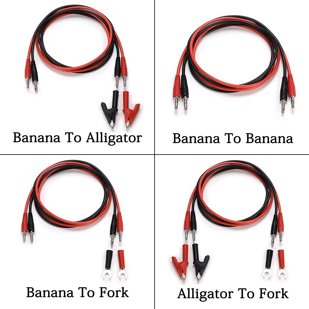 Sumnacon 4 in 1 Banana Plug Alligator Clip Pure Copper Fork Test Lead, 3.3 ft Multimeter Flexible Test Lead Wire Cable with Protective Jack Copper Clamps for Electrical Testing 1000V/15A - Image 2
