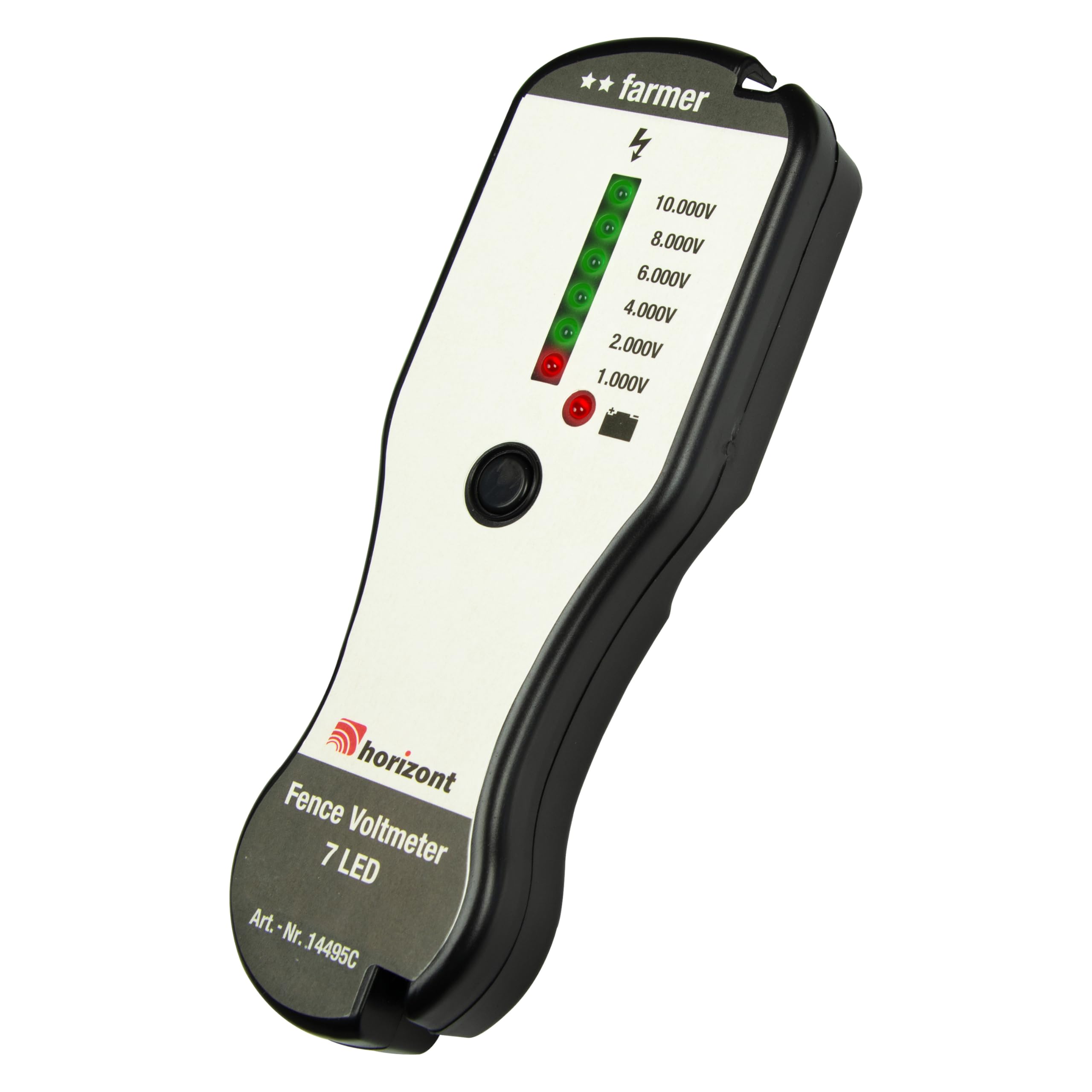 Tester recinzioni Horizont Farmer senza spik a terra, 1000-10.000 V, batteria, display LED a 6 stadi, spia indicatore batteria, recinzione per recinzione per tester recinzioni