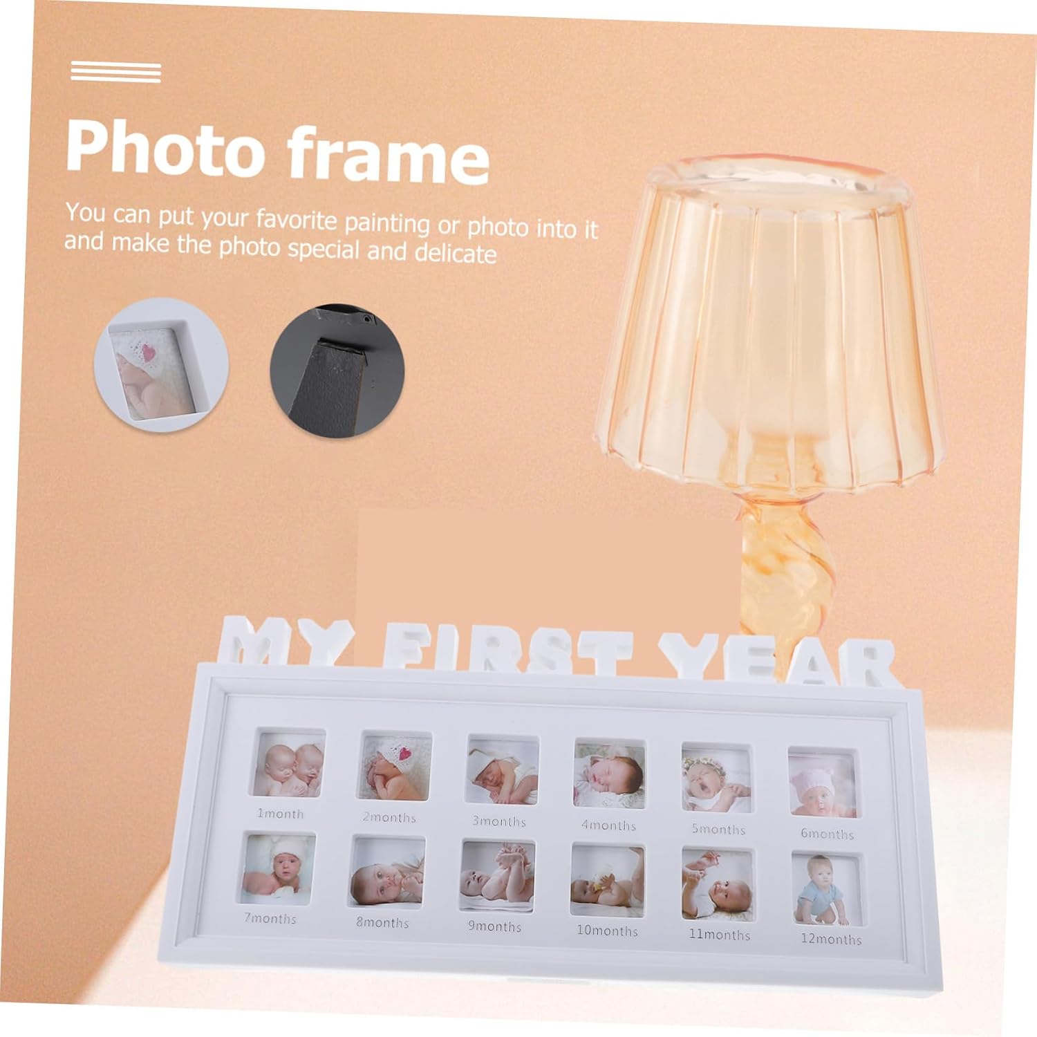 Keepsake Photo Collage Frame White Durable Plastic Newborn Boy Photo Frame for Monthly Pictures Environmental Friendly Nursery Decor