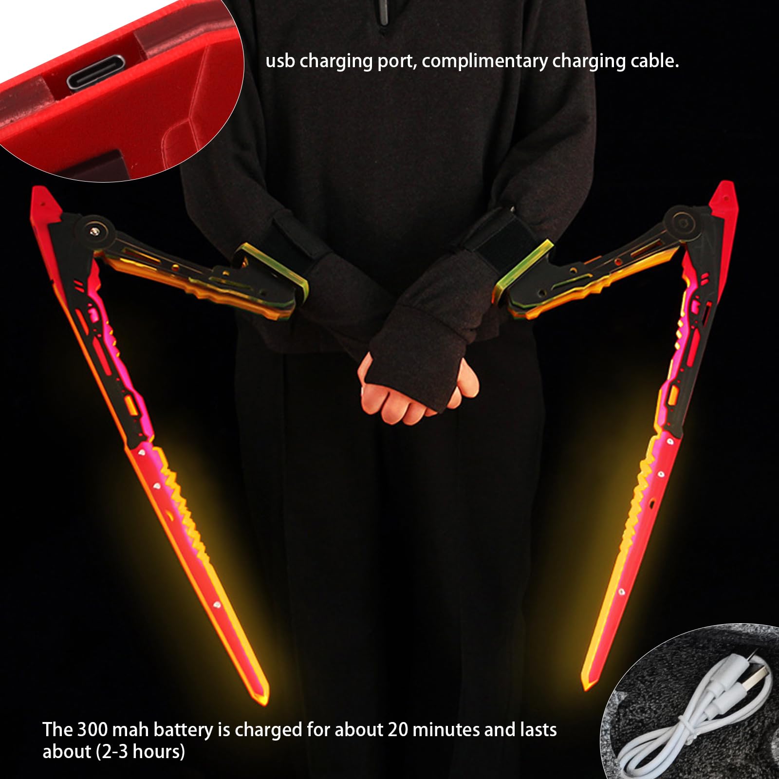 MILRCH Punk arm, Rechargeable LED Lights, Perfect gaming experience, A Must-Have For Any punk Enthusiast