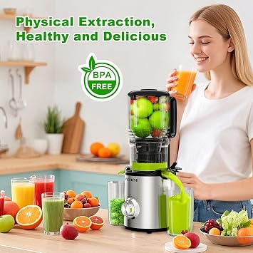 Juicer Machines, Cold Press Juicer with 5.3'' Large Feed Chute, BPA Free