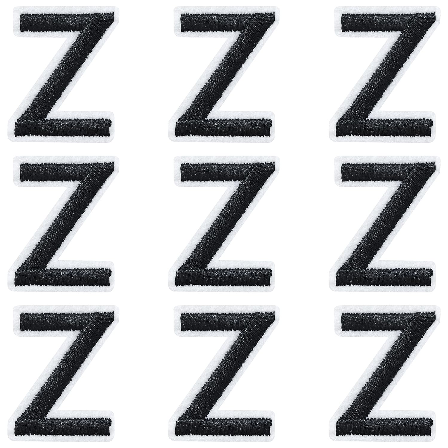 IANZE 9PCS Iron on Letter Patches, Black Letter Z Patches Embroidered Letter Patch for Clothing, Jeans, Hats, T-Shirts, Backpacks, Etc. (Black-Z)