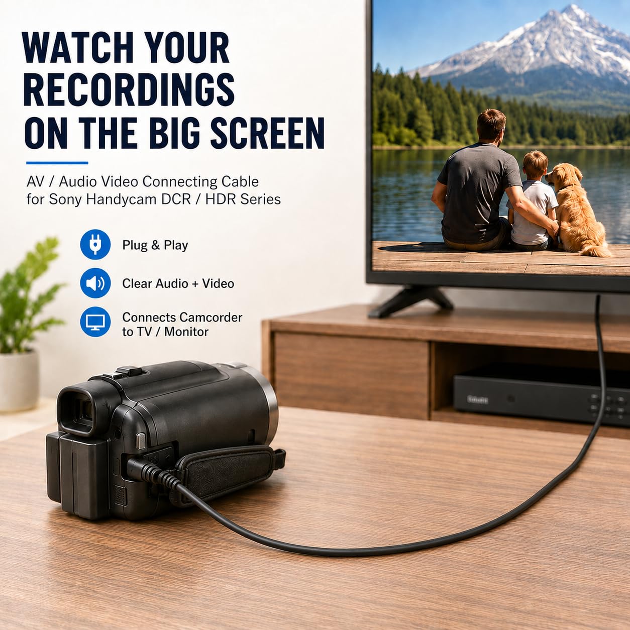 AAA PRODUCTS wysoka jakość - przewód telewizyjny do kamery Sony Handycam - AV/AUDIO VIDEO kabel łączący - zamiennik do VMC-15FS