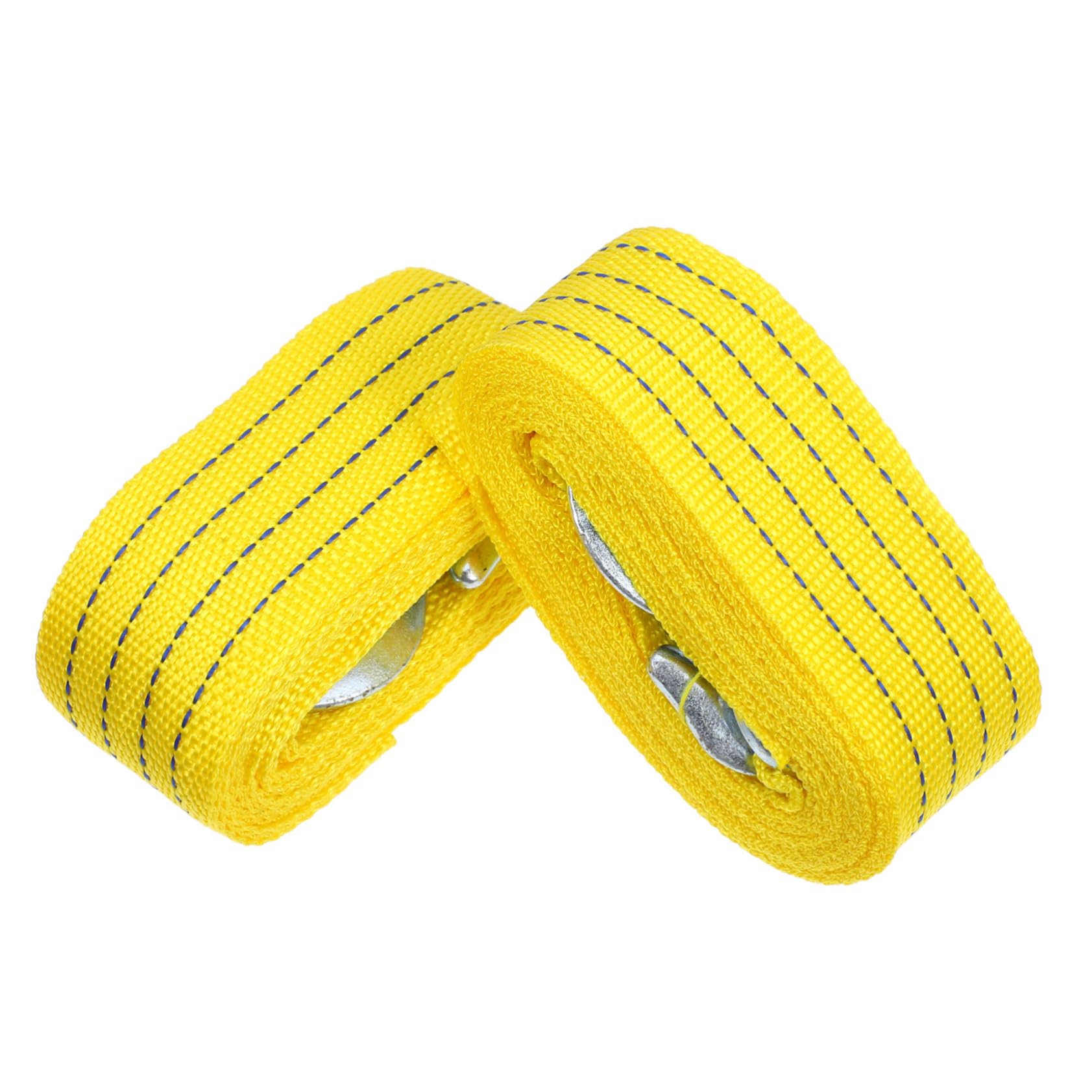 Correa de Remolque para Vehículos 2 Piezas 3t Nailon Amarillo | Aleación de Zinc, 3 Metros de Longitud, Tracción Fuerte y Resistencia al Desgaste, Formato Portátil