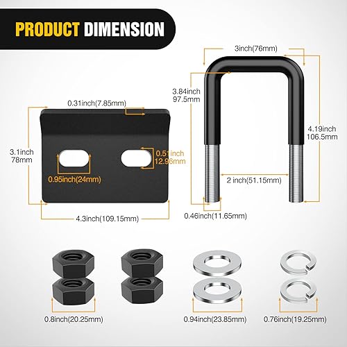 Miniatura 2 de Nilight Tensor de enganche de remolque para enganches de remolque de 2 pulgadas acero resistente con goma antioxidante triple protección negro mate