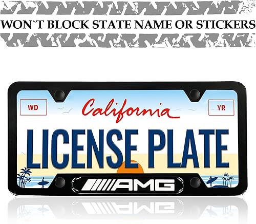 Miniatura 3 de 2PCS Black License Plate Frames for Mercedes Benz-AMG, Premium Aluminum Alloy Weather Proof License Plate Covers, Black Car License Plate Bracket