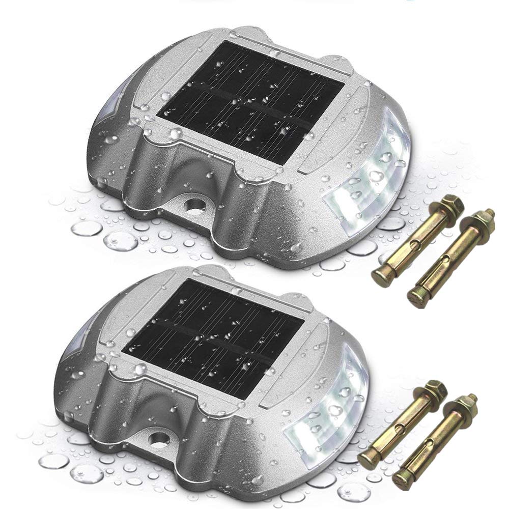 Sunboia Solar Deck Light, LED Solar Dock Path Road Lights Marker Lighting,Waterproof Security Warning Lights for Outdoor Fence Patio Driveway Pathway Stairs Lamp 1.2V/600mAh 0.3W-White