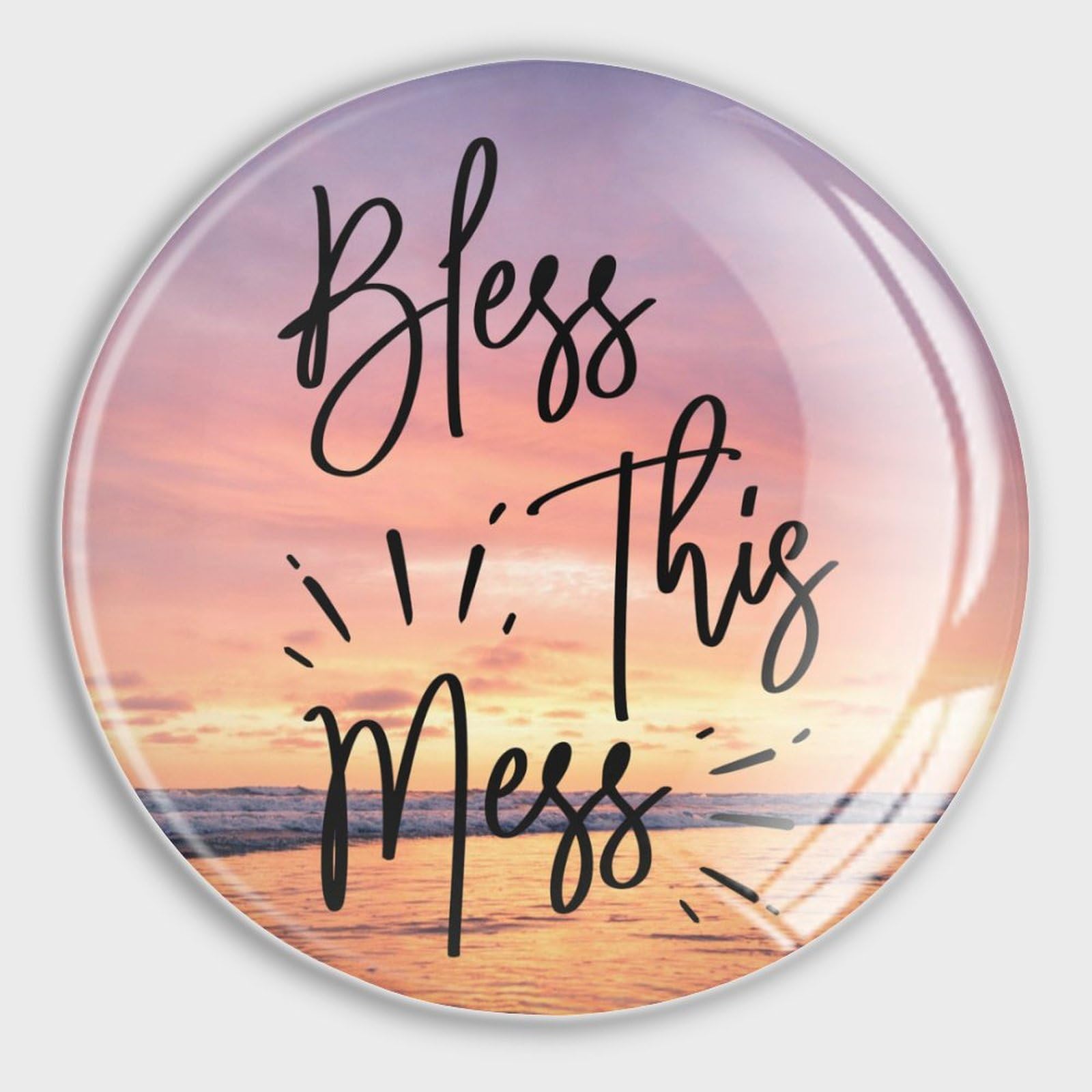 Aimants magnétiques en verre Bless This Mess ronds pour tableau de bureau x4