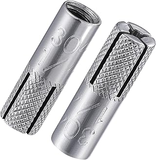 Wensilon(100 pcs) 1/4"-20 Premium Stainless Steel Drop in Anchors Assortment, Knurled Drop-in-Anchor for Solid Concrete, Internal Forced Expansion Screw Bolts