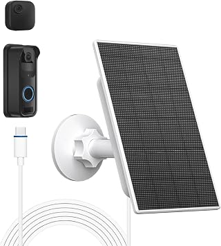 FUTUREZEN 2W Solar Panel for Blink Video Doorbell 1nd Gen & Blink Outdoor Camera 4th Gen, USB-C Solar Charger with Charging Mount Bracket, 9ft Cable, 360 Adjustable Bracket, IP66 Waterproof