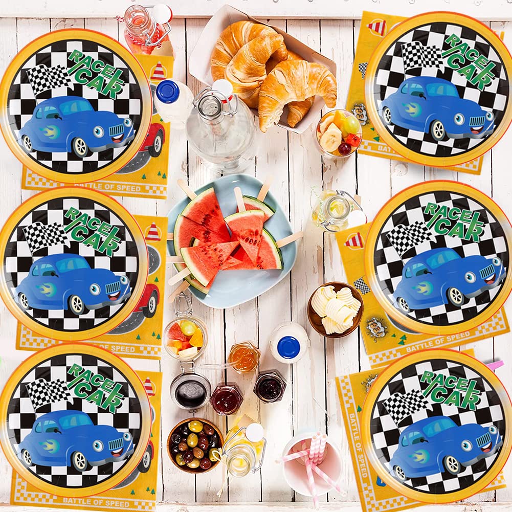 Set Di 61 Stoviglie A Tema Corse Automobilistiche, Decorazioni Per Feste Di Compleanno, Feste Di Compleanno Per Bambini, Piatti, Bicchieri