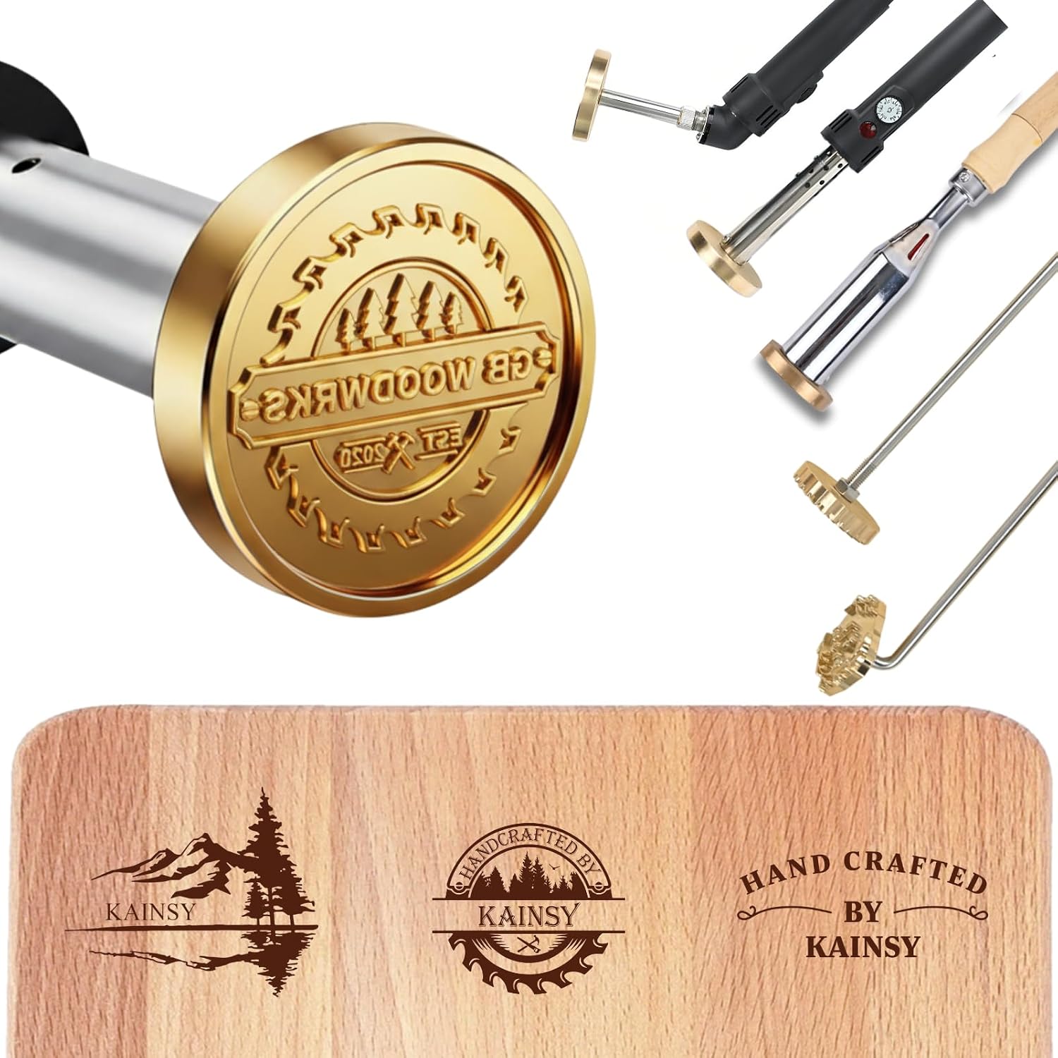 KAINSY Custom Branding Iron for Wood, Electric Branding Irons Personalized Leather Stamps with Your Text/Unique Logo for Handmade Lover Wedding Gifts, Durable Wood Burning Stamp Tool for Food Meat