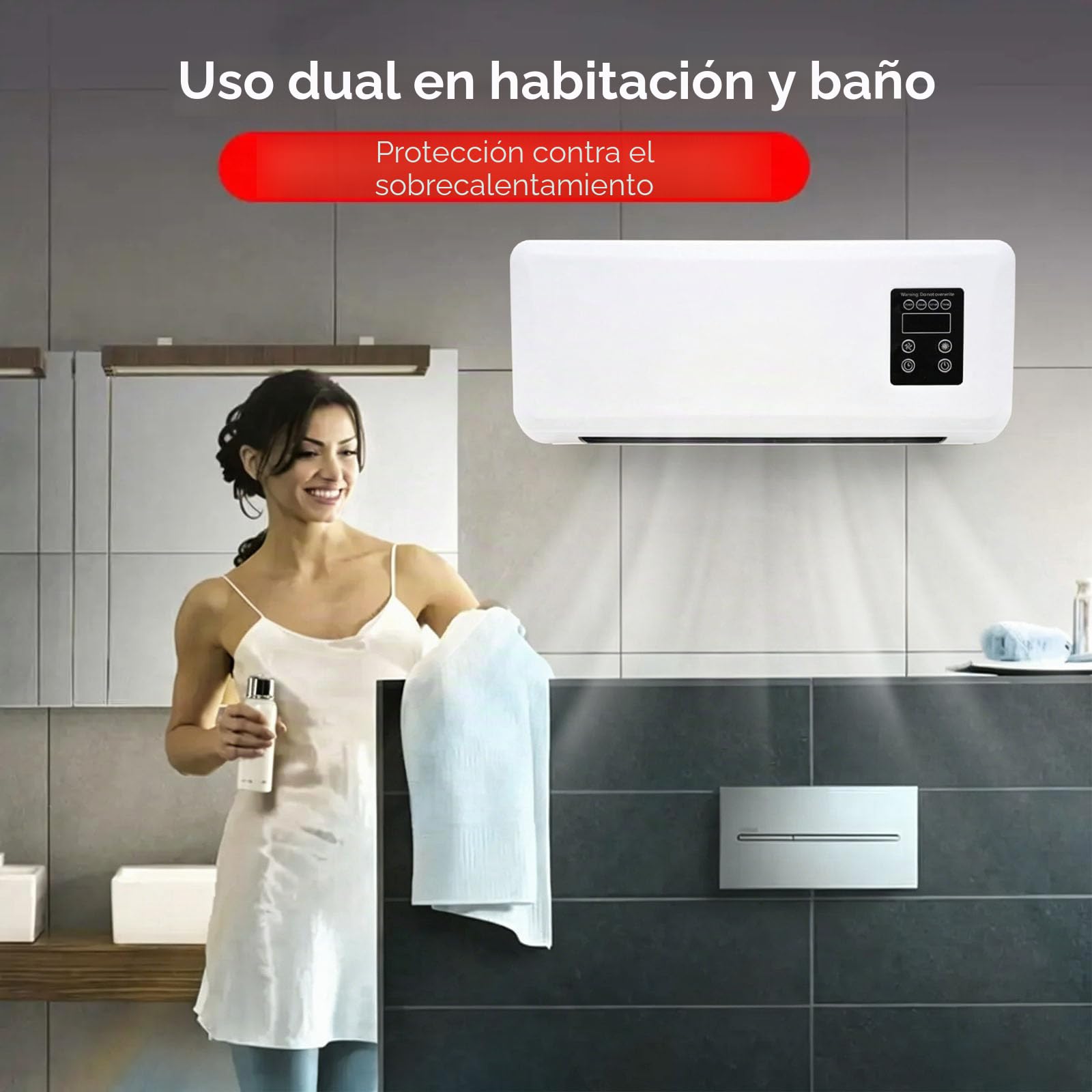 Ventilador de Pared con Control Remoto, Sistema de Climatización, Enchufe UE 220 V, Aire Acondicionado Sin Unidad Exterior para Casa, Dormitorio, Salón