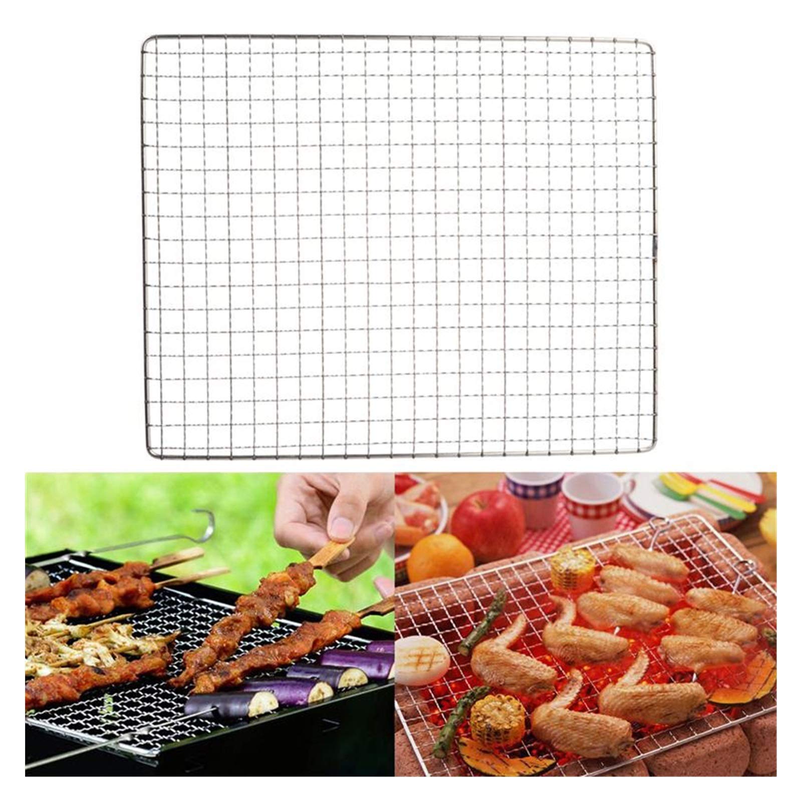 Griglia Barbecue Acciaio Inox - Rete Fori Quadrati, 44x26cm, Per Cottura Uniforme - Foto 3