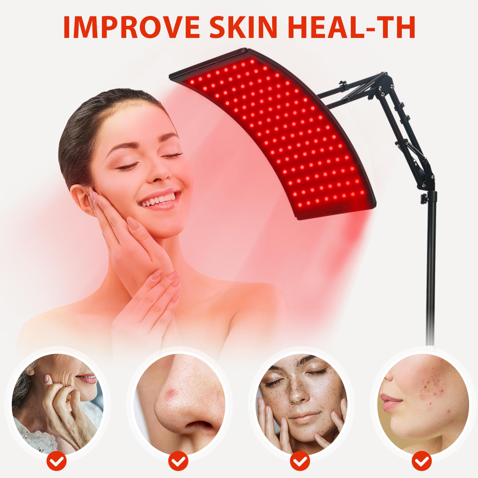 Terapia de luz roja para dispositivo corporal, terapia de luz infrarroja con soporte, luz roja de 660 nm y lámpara de luz infrarroja cercana de 850 nm para aliviar el dolor corporal, cuidado de la