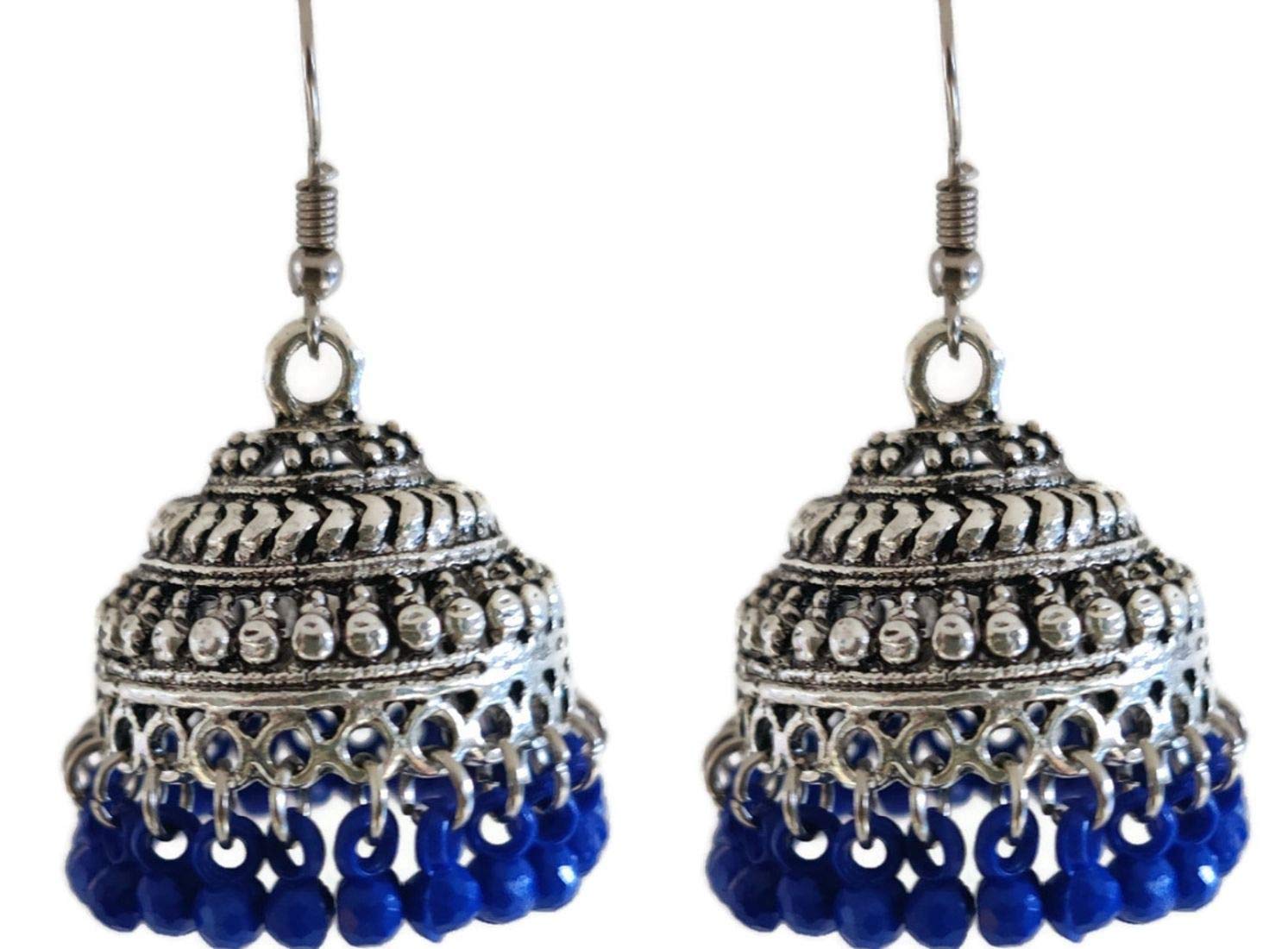 Ethnic Plastic, Silver Plated, Oxidized Silver & Metal Jhumki Earrings for Women & Girls, Blue (B088RFJ537) Amazon Price History, Amazon Price Tracker