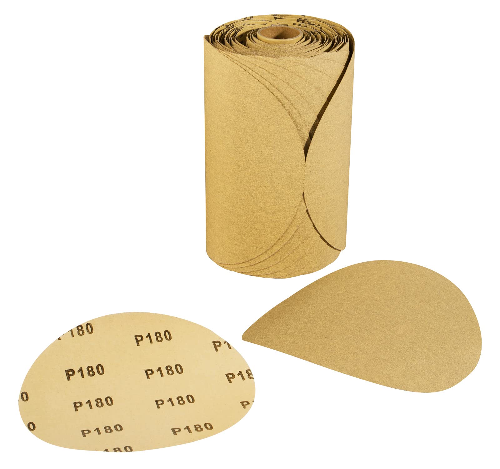 MIDO PROFESSIONAL ABRASIVE Premium 6 Inch PSA Sanding Discs 100 PCS Aluminum Oxide Sandpaper with Sticky Back 180 Grit Self Adhesive Sandpaper Roll
