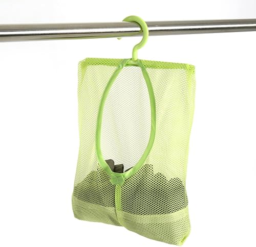 Bolsa de malla colgante con percha, organizador de almacenamiento multiusos para calcetines y ropa interior para baño y armario (verde)