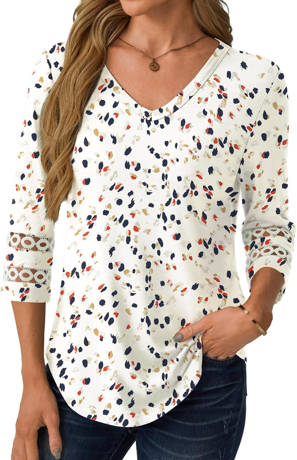 3/4 Length Sleeve Womens Tops Dressy Casual Blouses for Women 2025 Trendy V Neck T Shirts Summer Clothes - Image 6