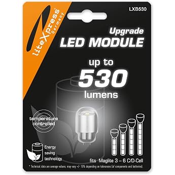 LXB530 LED Upgrade Module 530 Lumen for 3-6 C/D-Cell Maglite Torches [Energy Class A+]