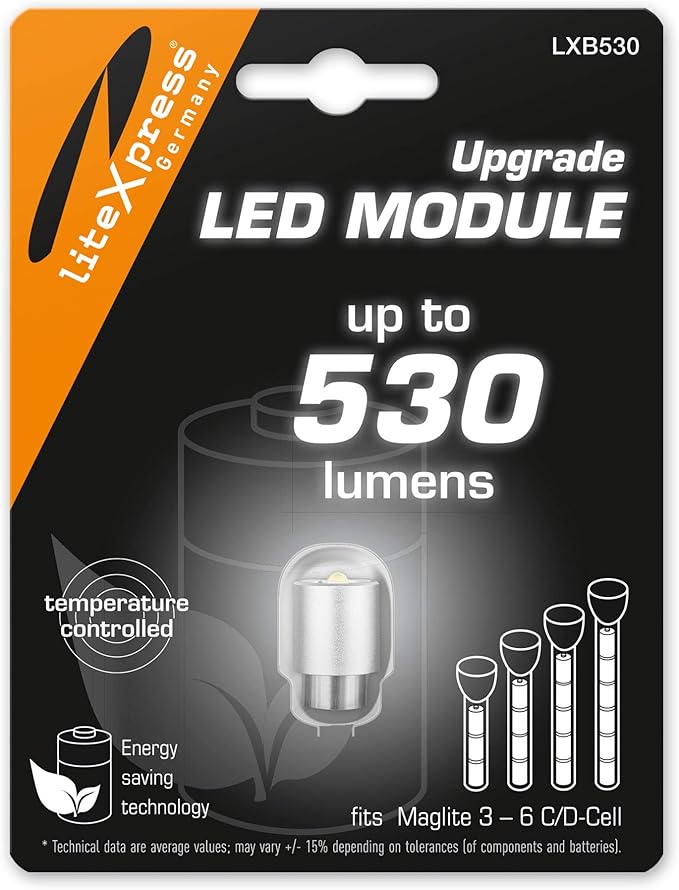 LiteXpress LXB530 LED Upgrade Module 530 Lumen for 36 C/DCell Maglite