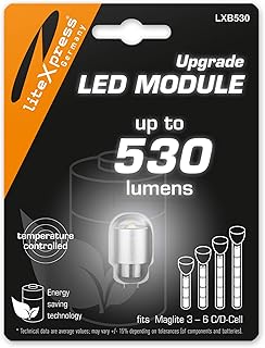 LiteXpress LXB530 LED Upgrade Modul 530 Lumen for 3-7 C/D-Cell Maglite Flashlights only DO NOT use for 2 Cell Maglite