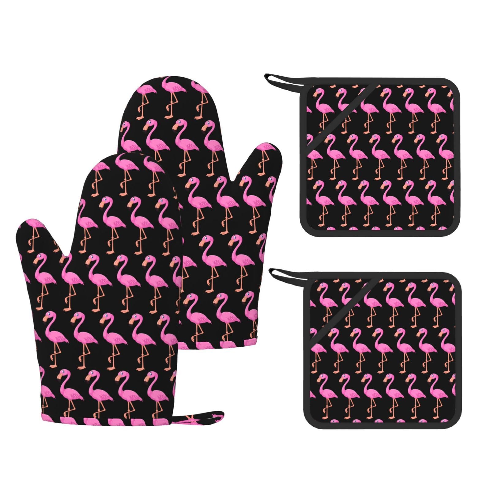 Gants de cuisine antidérapants anti-brûlure lot de 4 maniques avec poche barbecue