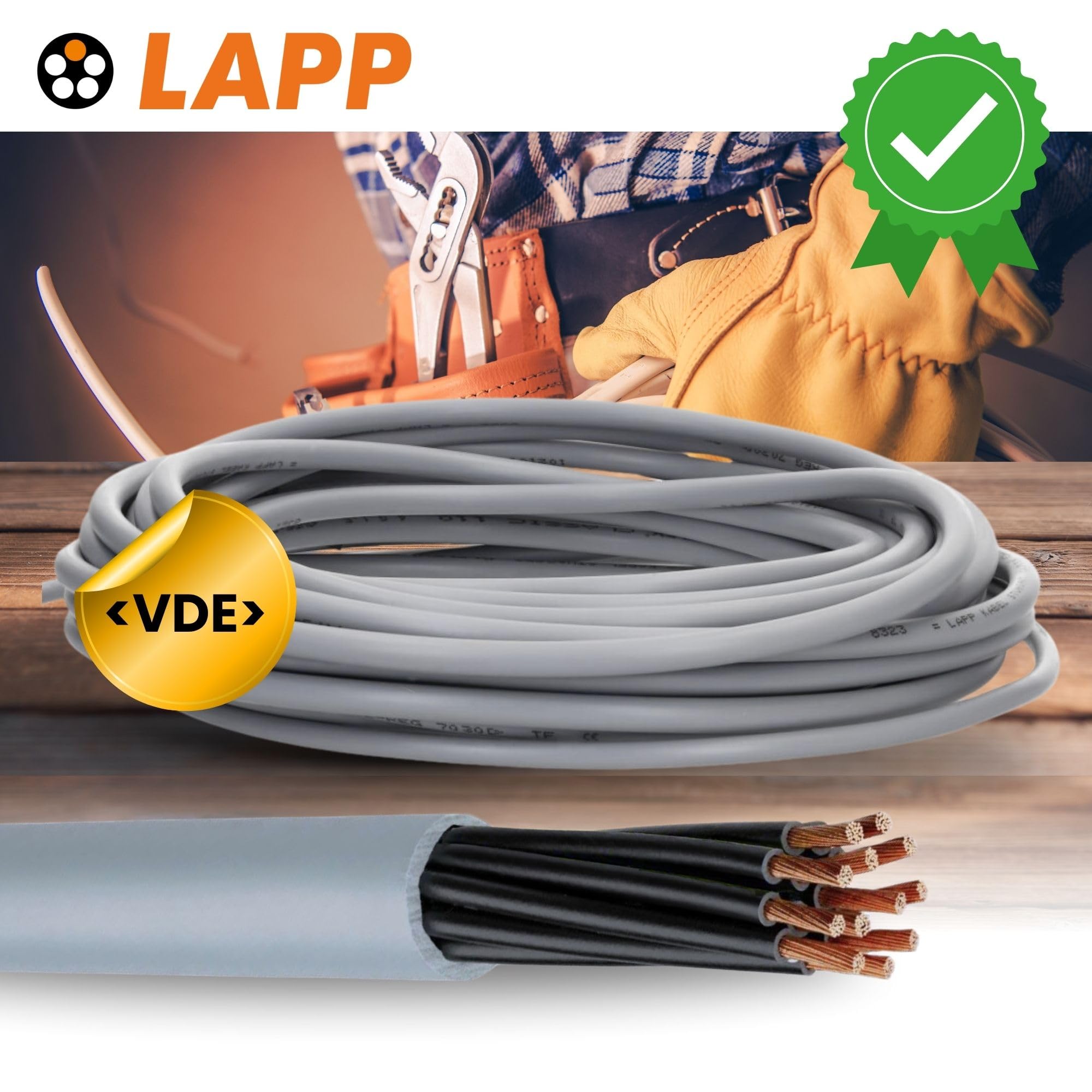 Lapp 10m Ölflex Classic 110 Câble de Commande PVC 12x0,75 mm² Gris | Fil fin à 12 conducteurs numérotés sans terre, 300/500 V, résistant aux huiles et produits chimiques, usage industriel