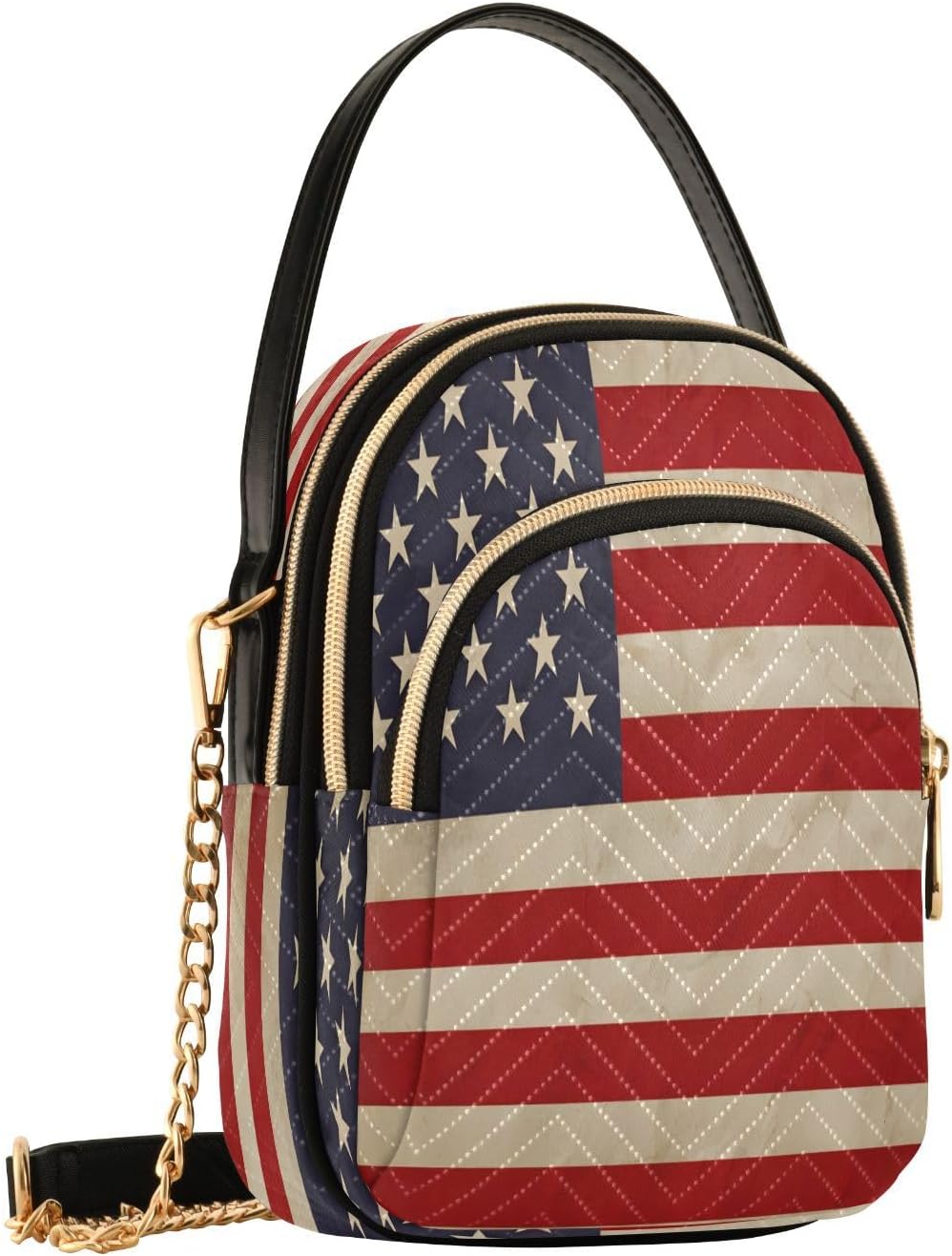 ALAZA Fashion American Flag Crossbody Bag Small Shoulder Handbags Leather Purse for Women