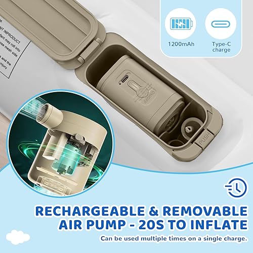 Miniatura 57 de Cama inflable de viaje para niños pequeños, cama portátil de 60 pulgadas para viajes con lados de seguridad, acogedor juego de colchón de aire