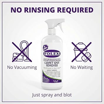 FOLEX - Professional Carpet Cleaner Spray 34 oz - Pet Stain Removal - Instant Stain Removal - No Rinsing Required - Safe for Pets - Works on All Fabrics