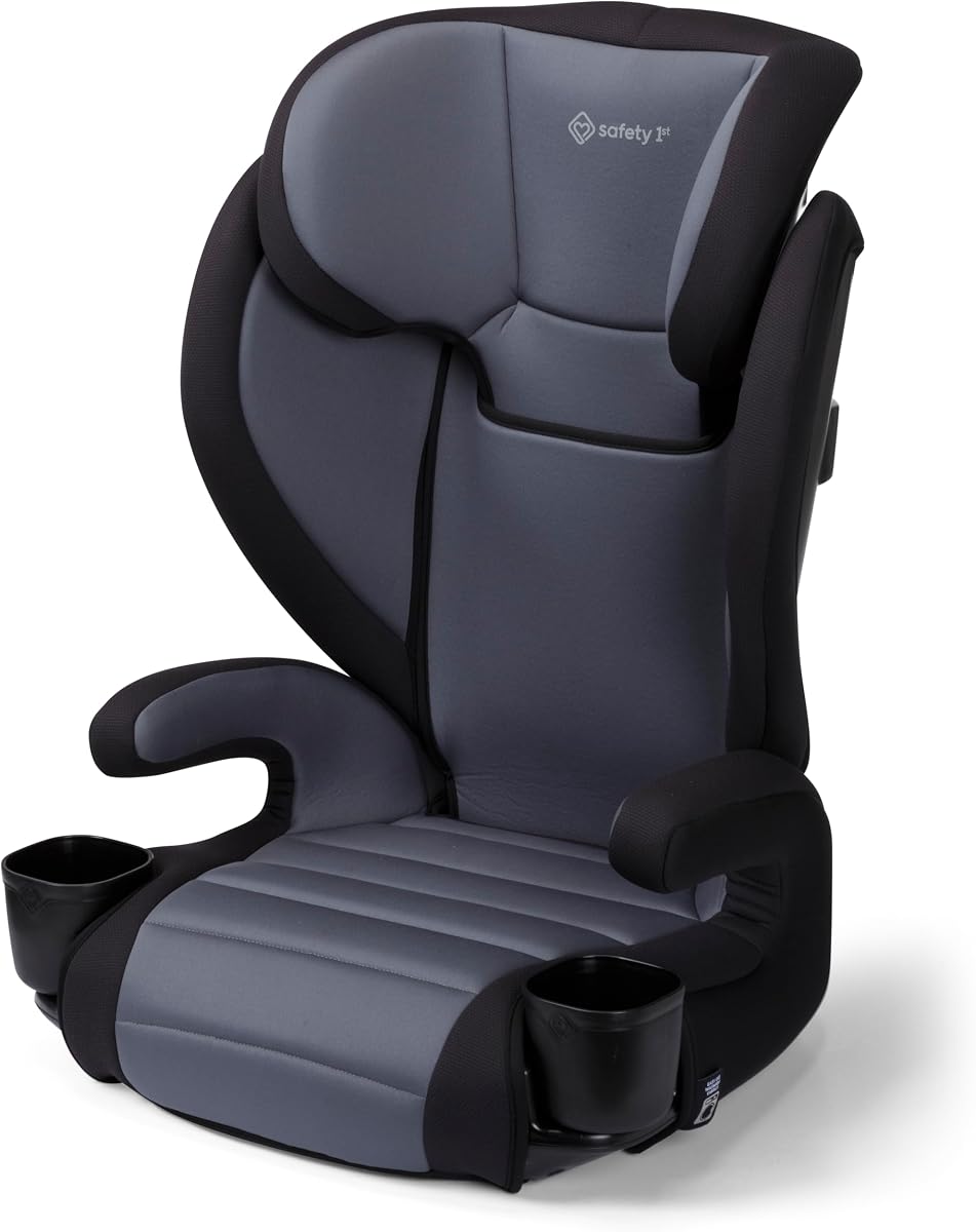 Grow and Go 2-in-1 Booster Car Seat with ComfortWings, Converts High-Back to Backless, 19" Wide, Slim Design, Lightweight, Foldable, Easy-Clean, Cup Holders, 40-100 lbs, Black Sand