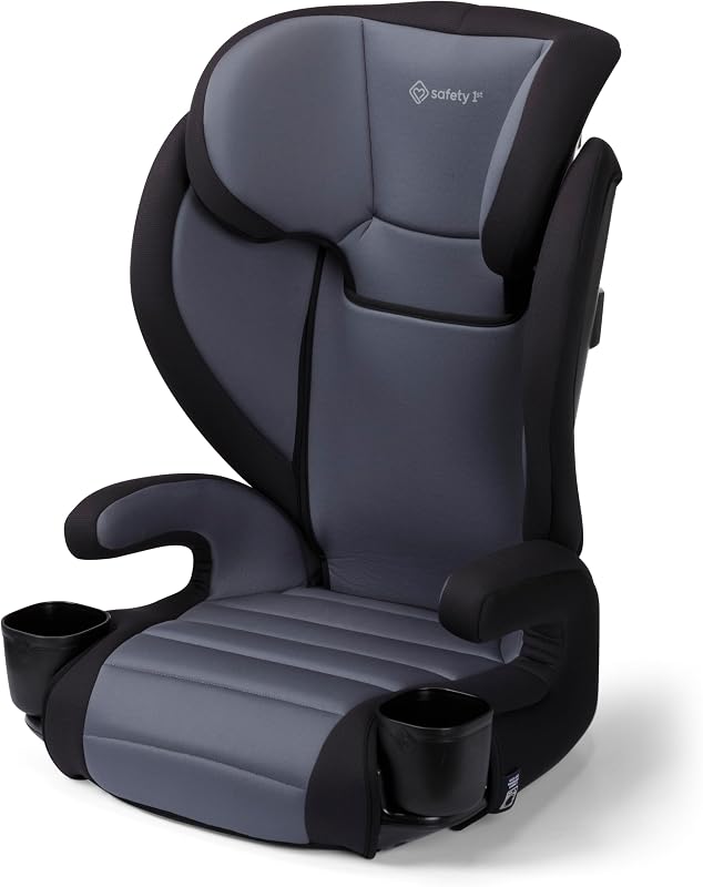 Grow and Go 2-in-1 Booster Car Seat with ComfortWings, Converts High-Back to Backless, 19" Wide, Slim Design, Lightweight, Foldable, Easy-Clean, Cup Holders, 40-100 lbs, Black Sand