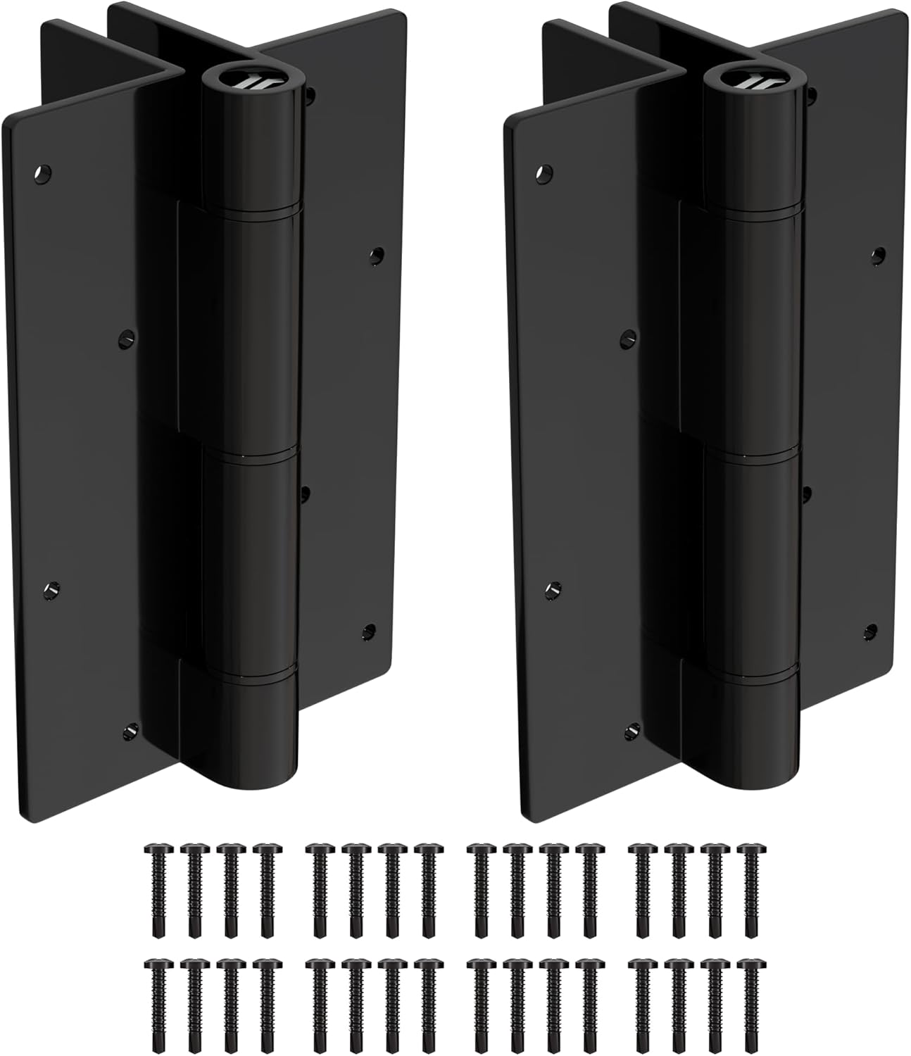 2PCS 5-3/4” Self Closing Aluminum Gate Hinges Fence Gate Hinge for Metal Vinyl Iron Wood Gates, Pool Gate Hinges Self Closing Force Adjustable Spring Loaded Hinges (2, Black)