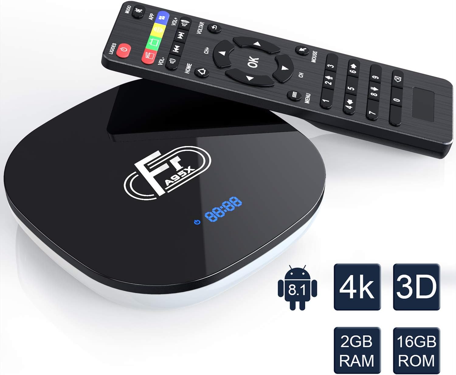 Android 8.1 TV Box,2019 Newest A95X F1 2GB RAM 16GB ROM Amlogic Quad-Core 64bit Smart Media Player,Support Ultra HD 4K(60Hz) / 2.4GHz WiFi 100M Ethernet LAN