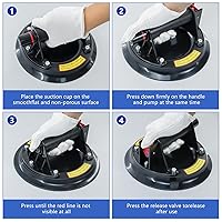 Vista 5 de Ventosas de vidrio para levantar vidrio grande, carga máxima de 480 libras Ventosas de ventana resistentes, potente elevador industrial de ventosas