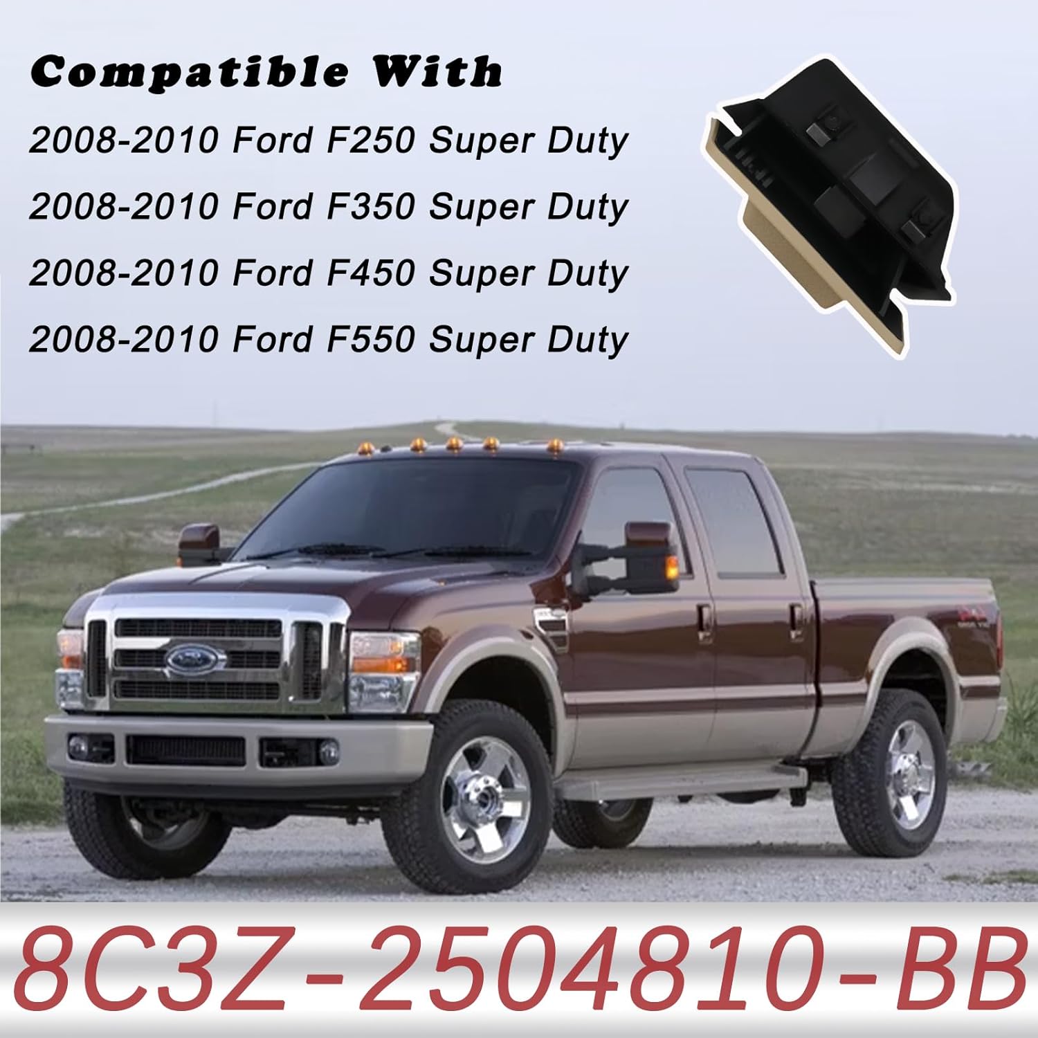 Dash Ash Tray Coin Tray Compatible with 2008-2010 Ford F250 F350 F450 F550 Super Duty Truck (Camel)
