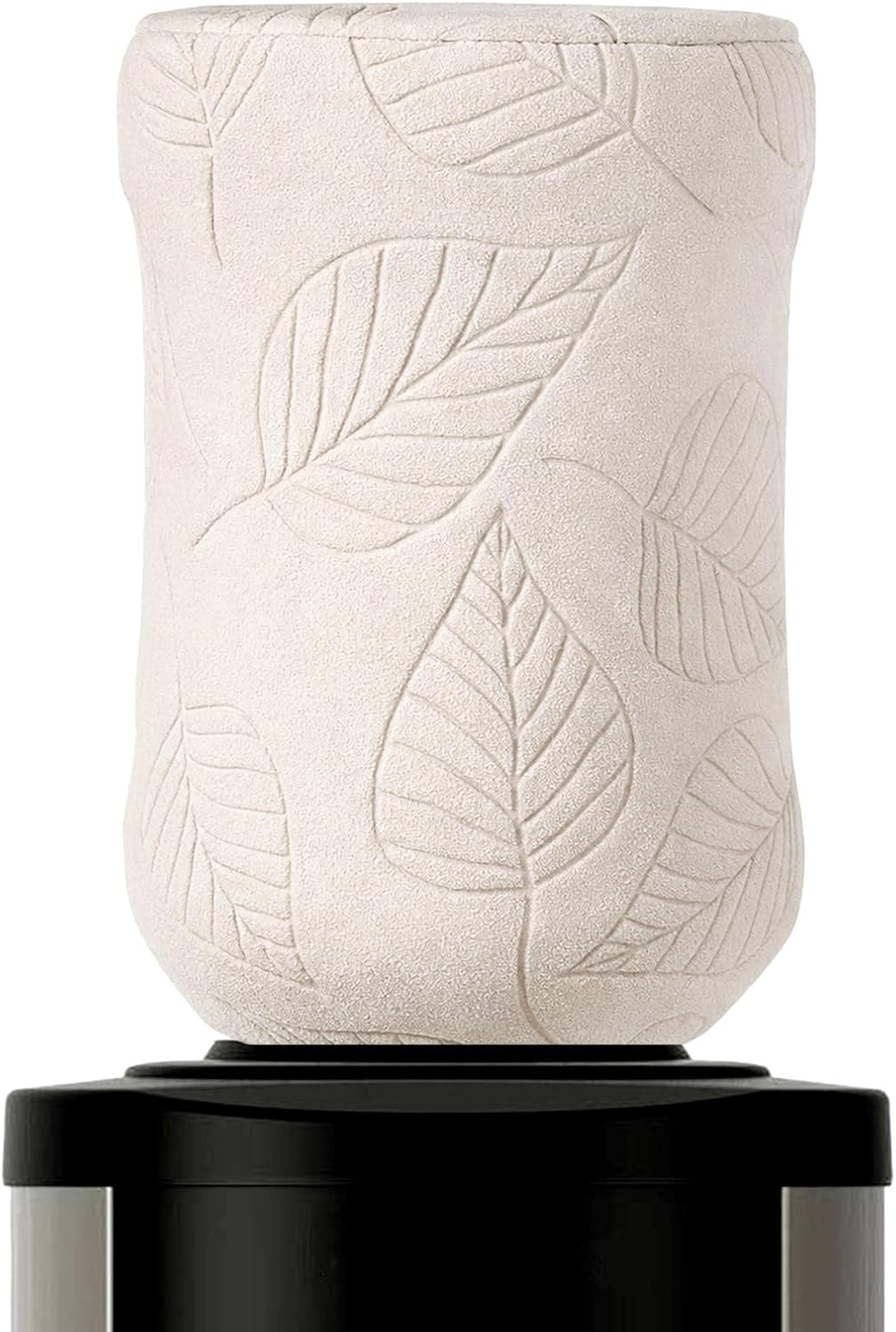 Water Dispenser Barrel Dust Cover, 5 Gallon Water Jug Cover Elastic Polyester Reusable Water Bottle Cover Leaf Decor Protector Sleeve Beige Bucket Covers for Home Office Hotel Restrant Use