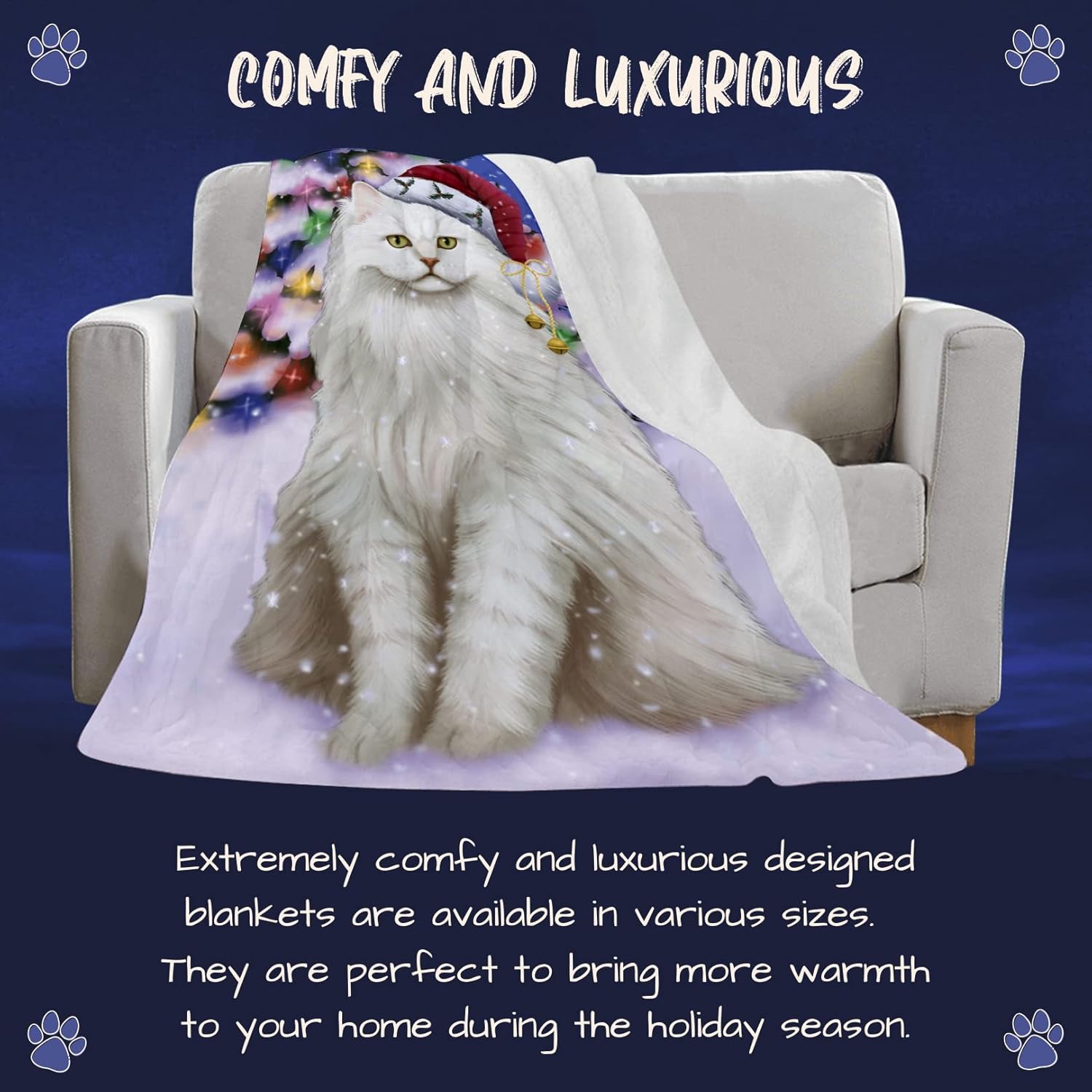 Doggie of the Day Tiffany Cat Blanket - Christmas Winterland Wonderland - Super Soft & Warm Pet Theme for Sofa or Bed, Warm Fleece, Sherpa or Woven Material, BLNKT89526 (50x60 Sherpa)