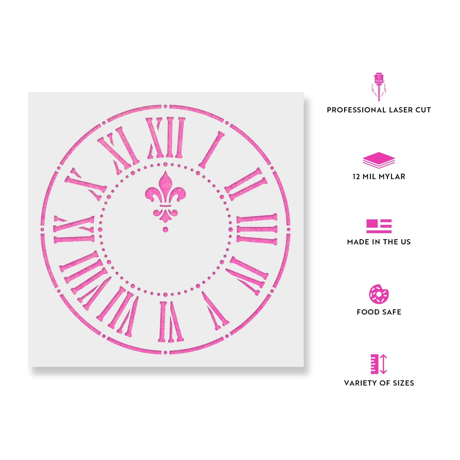 Lurrose Pochoir Cadran Horloge Acrylique Résistant Aux