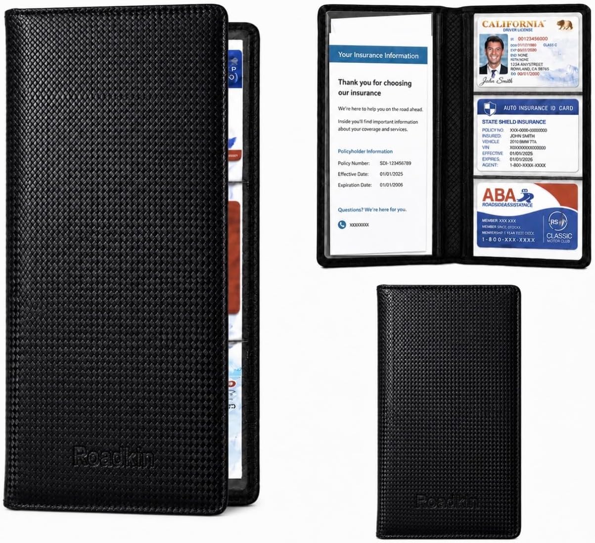 Car Registration & Insurance Card Holder, Black | Carbon Fiber